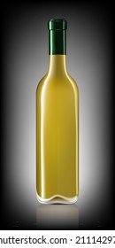Wine bottle on black background. Vector illustration