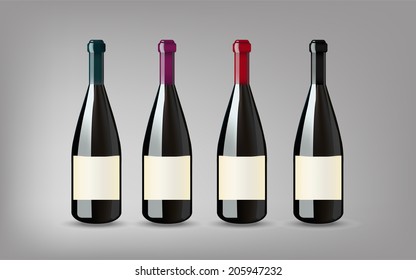 Wine Bottle with On grey Background Isolated. Ready For Your Design. Product Packing Vector 