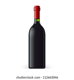 Wine Bottle On White Background Isolated. Ready For Your Design. Product Packing Vector EPS10