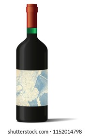 Wine bottle on white background. Vector illustration