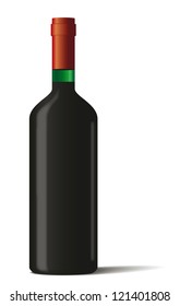 Wine bottle on white background. Vector illustration