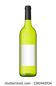 Wine bottle on a white background. Vector illustration.