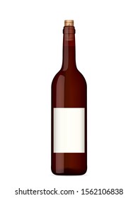 Wine bottle on a white background. Vector illustration.