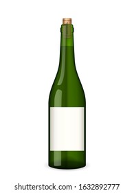 Wine bottle on a white background. Vector illustration.