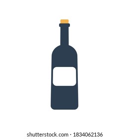 Wine bottle on white background. Vector illustration.