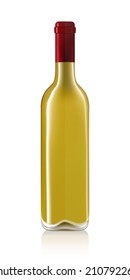 Wine bottle on white background. Vector illustration