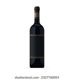Wine Bottle on White Background. Vector