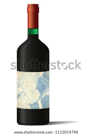 Wine bottle on white background. Vector illustration
