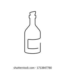 Wine Bottle One Single Continuous Line Abstract Vector Illustration