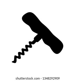 Wine bottle opener, corkscrew icon.
