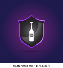 wine bottle and wine opener icon