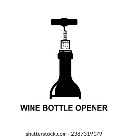 Wine bottle opener icon.Opening a wine bottle with corkscrew isolated on background vector illustration.