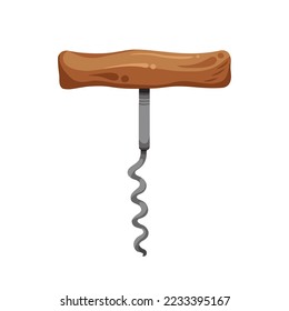Weinflasche öffner Küchenleiste Ausrüstung Vektorsymbol Illustration. Vollfarbiges Piktogramm mit Cartoon, einfache Flachkunst, Korkenzieher einzeln auf einfarbigem weißem Hintergrund.