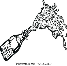 Wine Bottle Opening Clipart (Editable file) - Vector Illustration