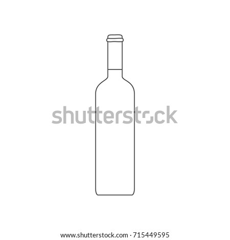 Wine Bottle Outline on White Background. Vector illustration