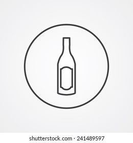 wine bottle outline thin symbol, dark on white background, logo editable, creative template 