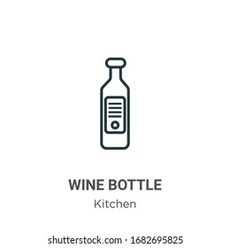 Wine bottle outline vector icon. Thin line black wine bottle icon, flat vector simple element illustration from editable kitchen concept isolated stroke on white background