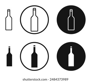 Wine bottle outlined icon vector collection.