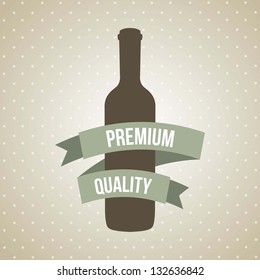 wine bottle over brown background. vector illustration