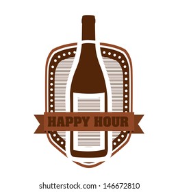 wine bottle over white background vector illustration