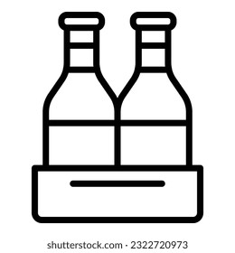 Wine bottle pack icon outline vector. Wood bar. Winery store