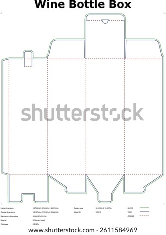 Wine Bottle Packaging Box Die Cut Template With Bleed And Trim Lines Perfect For Printing And Manufacturing Ready To Assemble