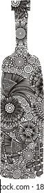 Wine bottle pattern black vector illustration