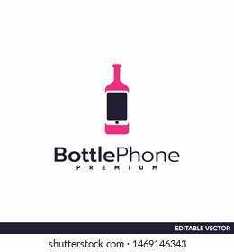 wine bottle and phone logo