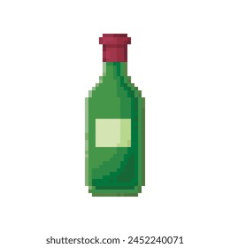 Botella de vino, pixel art bebida