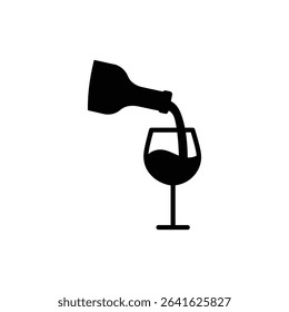 Wine Bottle Pouring into Glass for Romantic Toast and Celebration