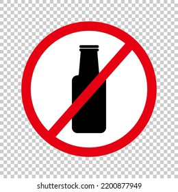 Wine Bottle And Prohibition Sign. Alcohol Prohibition Sign. Vector.