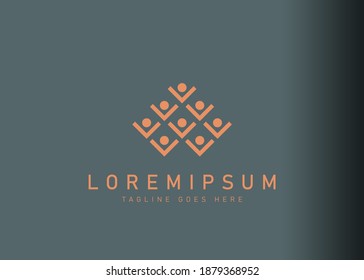 Wine bottle rack logo design. Icon vector illustration of wine community connections, people connect. Modern logo design with line art style.