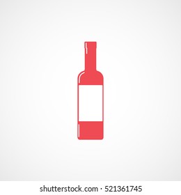Wine Bottle Red Flat Icon On White Background