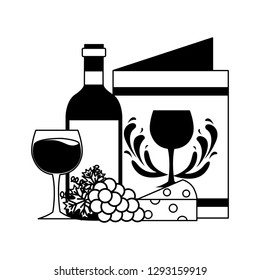 wine bottle restaurant menu cheese grapes cup