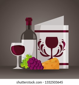 wine bottle restaurant menu cheese grapes cup