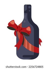 wine bottle with ribbon icon