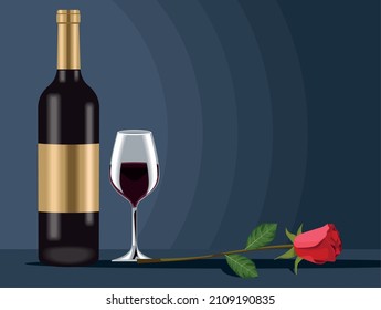 wine bottle and rose icons