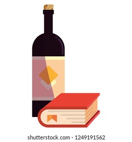 wine bottle and school book