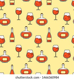Wine bottle seamless pattern. Bright illustration for fabric and wallpaper design.