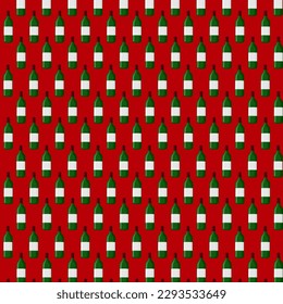 Wine bottle seamless pattern. National Wine Day. 25 May. For posters, logos, labels, banners, stickers, product packaging design, etc. Vector illustration.