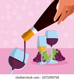 Wine bottle serving on cup