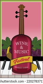 A wine bottle in the shape of a violin.