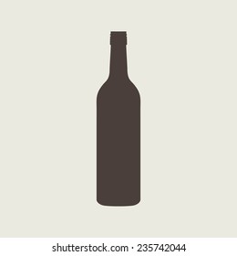 Wine Bottle Sign. Silhouette.