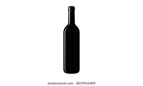 Wine bottle silhouette against a white background simple graphic design