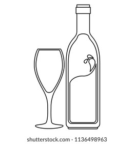 wine bottle silhouette with cup