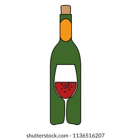 wine bottle silhouette with cup