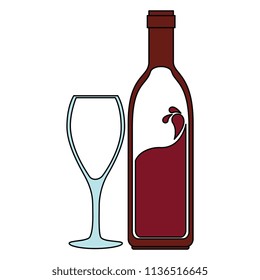 wine bottle silhouette with cup