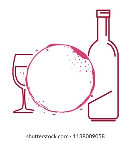 wine bottle silhouette with cup