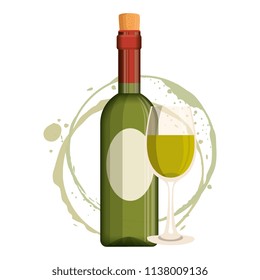 wine bottle silhouette with cup