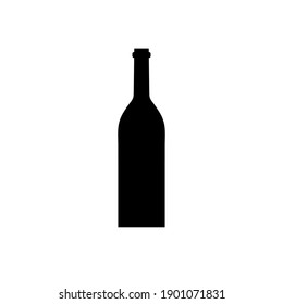 Wine Bottle Silhouette Icon. Alcohol Drink Shape Element. Vector Illustration Isolated On White Background